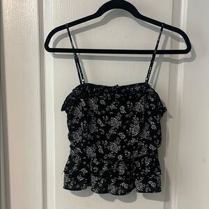 Floral Black and White Women's Top